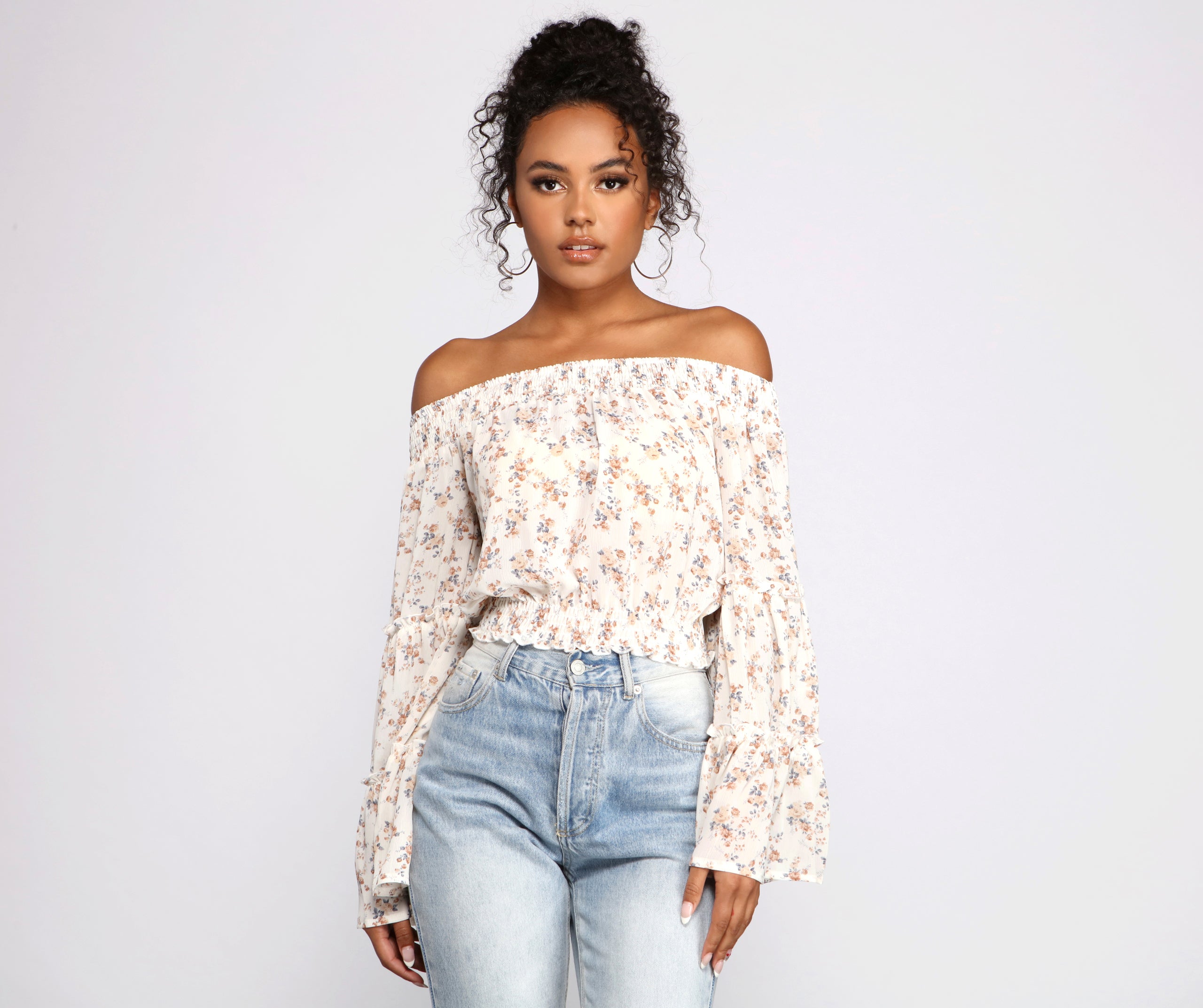 Floral Stunner Chiffon Smocked Top