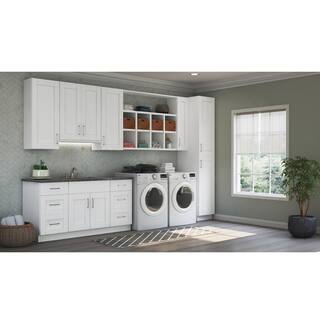 Hampton Bay Shaker 30 in. W x 12 in. D x 12 in. H Assembled Wall Bridge Kitchen Cabinet in Satin White KW3012-SSW