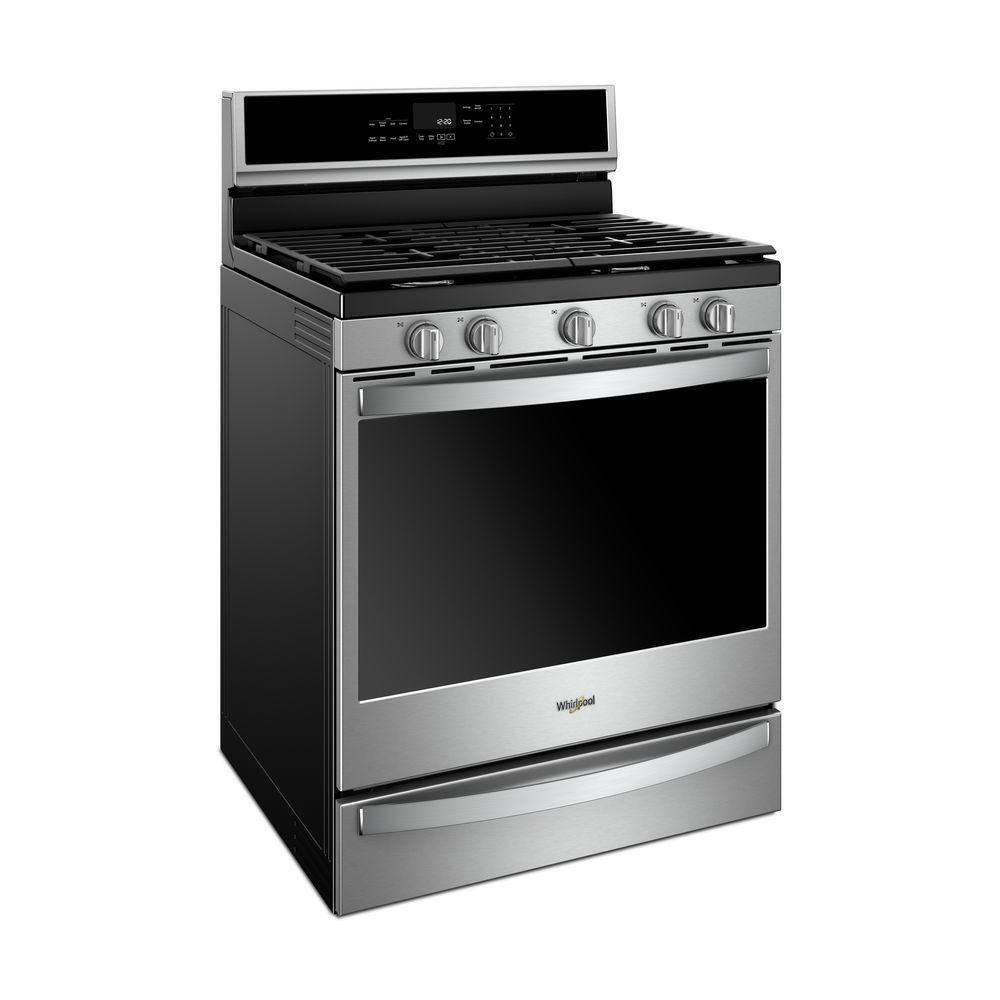 Whirlpool 5.8 cu. ft. Smart Gas Freestanding Range in Fingerprint Resistant Stainless Steel with EZ-2-LIFT Grates WFG975H0HZ