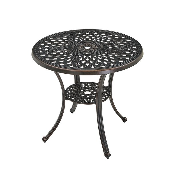 Patio Table Round Outdoor Coffee Table with Umbrella Hole