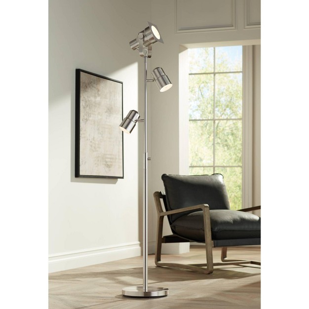 Tall Brushed Nickel 3 Light Adjustable Heads For Living Room Reading Bedroom Office House Home