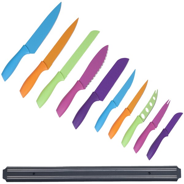 Whetstone 10-pc. Multicolored Knife Set w/ Magnetic Wall Bar