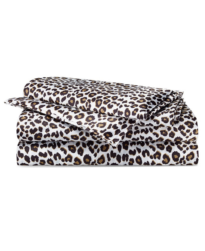 Betsey Johnson Betseys Leopard Satin Sheet Set  Queen