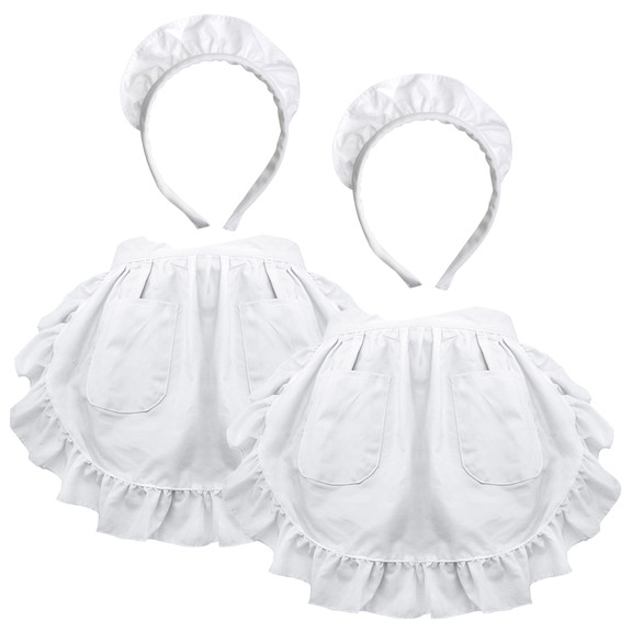 TOPTIE 2 PCS Maid Waist Aprons with Headbands   Ch...