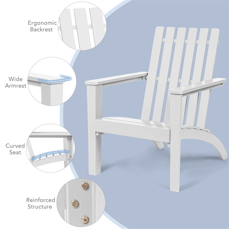 Adirondack Chair Acacia Wood Outdoor Patio Chair, Weather Resistant Campfire Chair for Lawn Seating