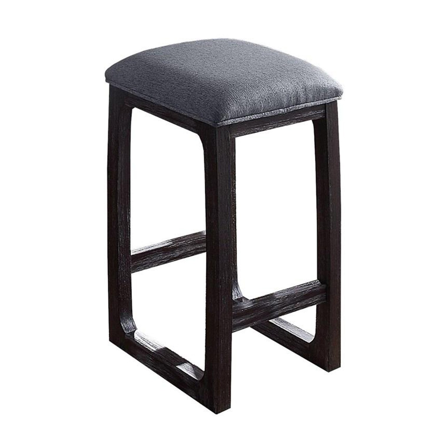 Fabric Counter Height Stool in Grey and Weathered Espresso Finish