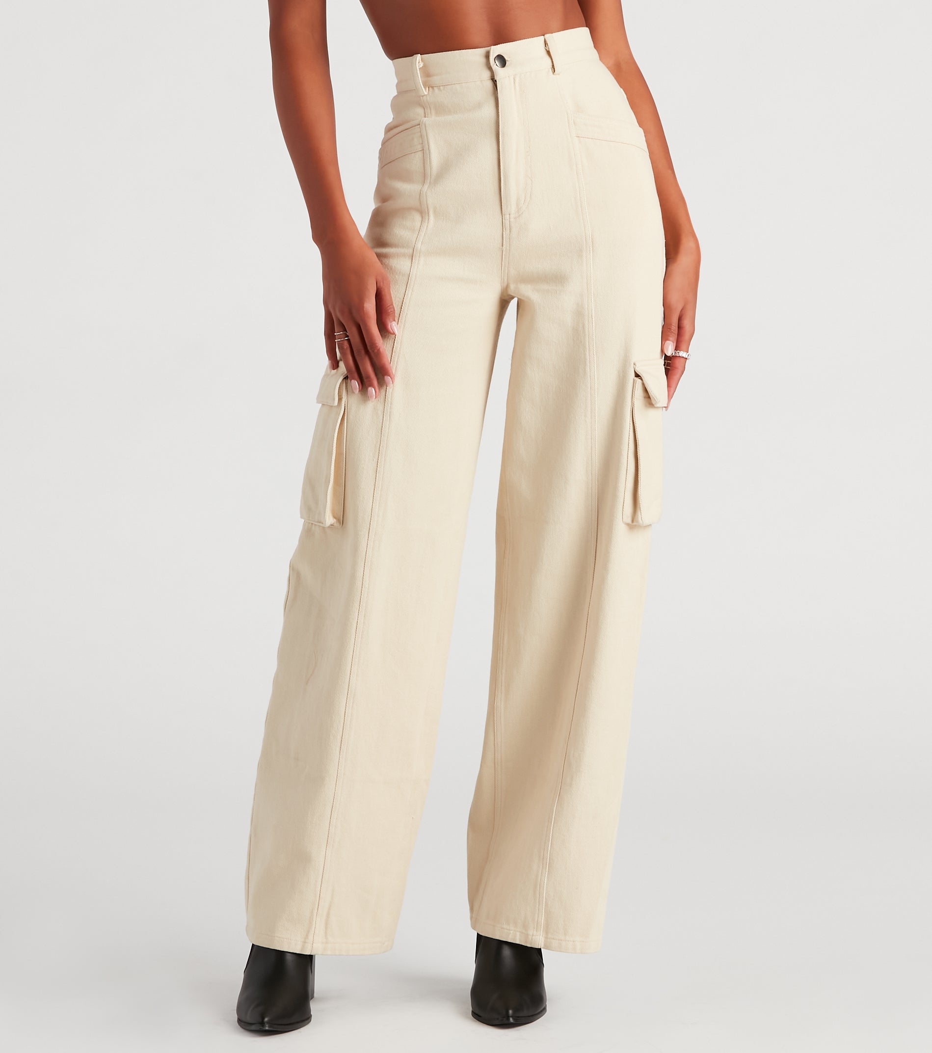 Cool In Cargo Wide Leg Denim Pants