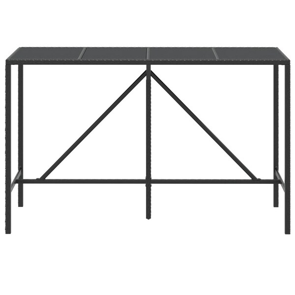 vidaXL Bar Table with Glass Top multisize and color Poly Rattan