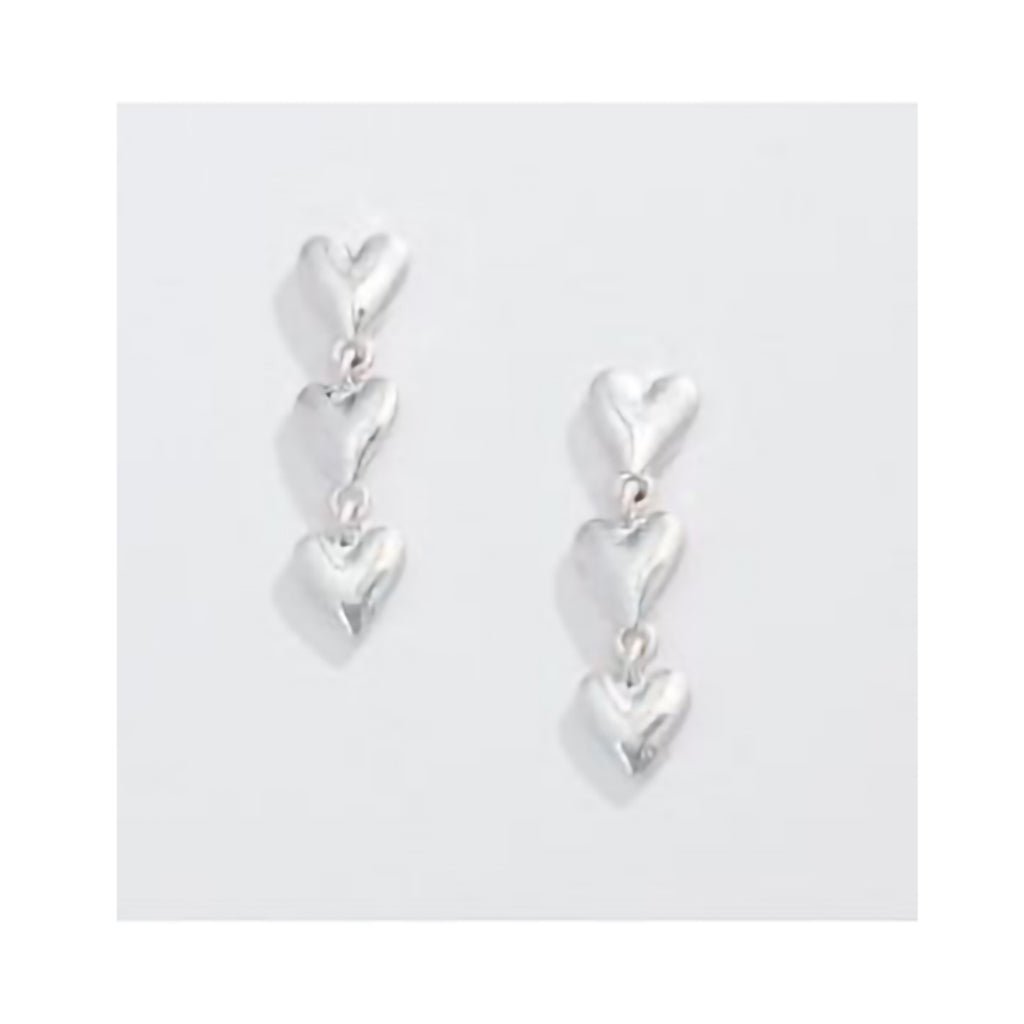 Periwinkle by Barlow  Burnished Silver Mini Heart Drop- Earrings