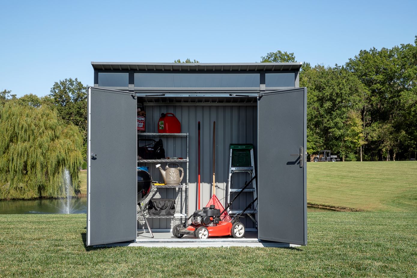 Sojag Denali Outdoor Storage Shed, 8 x 5 ft Metal Shed, Anthracite