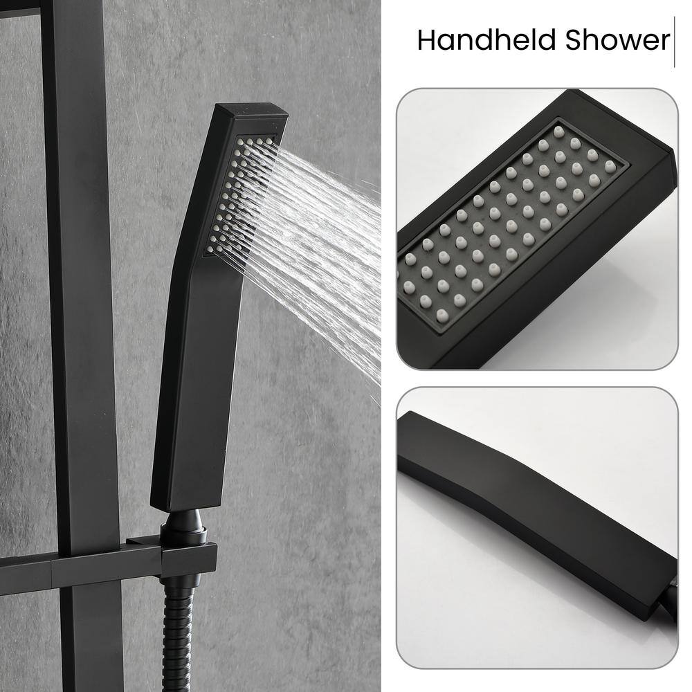 Utopia 4niture Buma 3-Spray Patterns with 2.0 GPM 21.6 in. Wall Mount Dual Shower Heads wHandheld Shower and Body Jets in Matte Black HAW928S00040