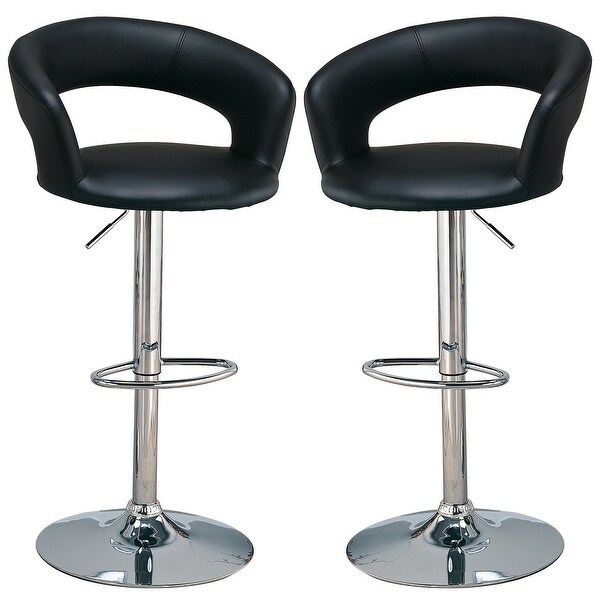 Modern Black Open Back Swivel Stool with Adjustable Chrome Pedestal