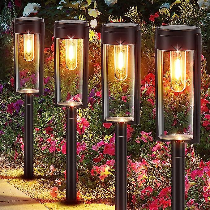 Solar Garden Lights Outdoor， 4 Pack Outdoor Lights Solar Powered With Warm White Tungsten ment Lights， Waterproof Auto On/off Solar Garden Ornamen