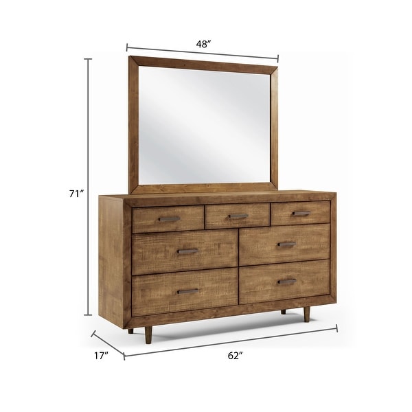 Abbyson Retro Mid Century Wood 7 Drawer Dresser and Mirror - - 26281088