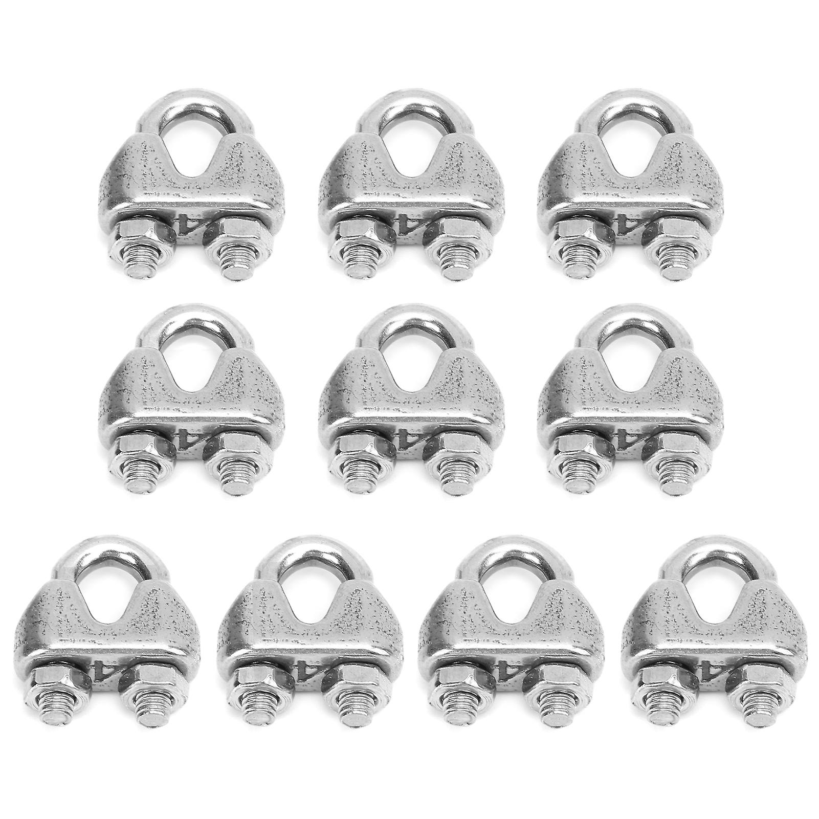 10pcs M5 Stainless Steel U Bolt Saddle Fastener Heavy Duty Wire Rope Cable Clamp