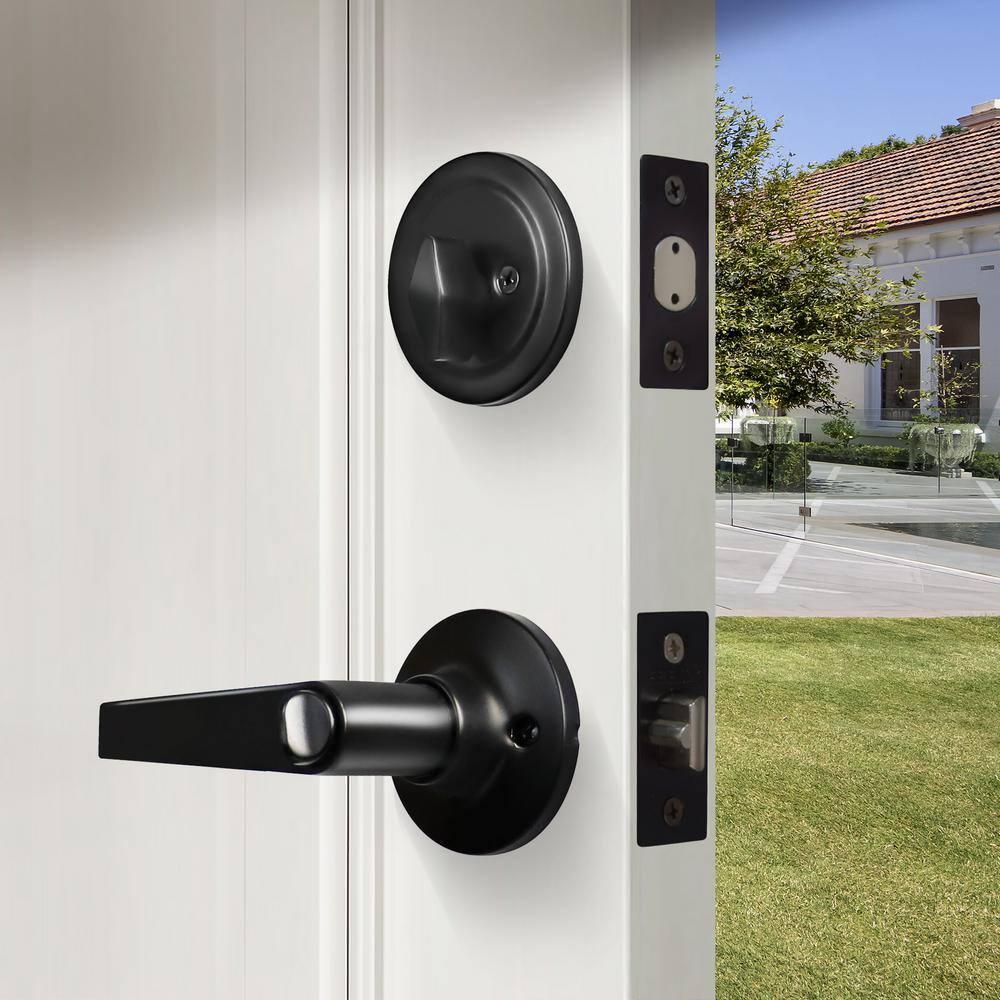 Premier Lock Oil-Rubbed Bronze Entry Door Handle Combo Lock Set with Deadbolt and 16 KW1 Keys Total (4-Pack Keyed Alike) LED07-4