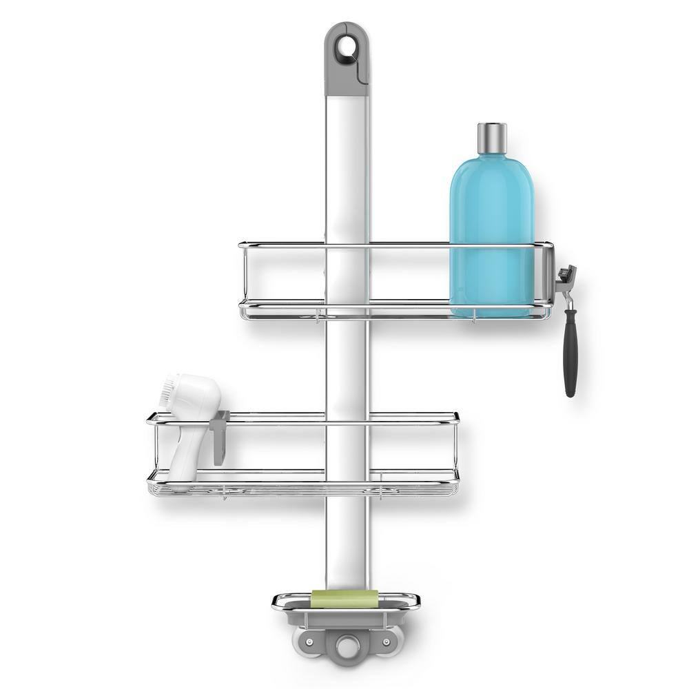 simplehuman 3-Tier Adjustable Shower Caddy in Aluminum and Stainless Steel BT1098