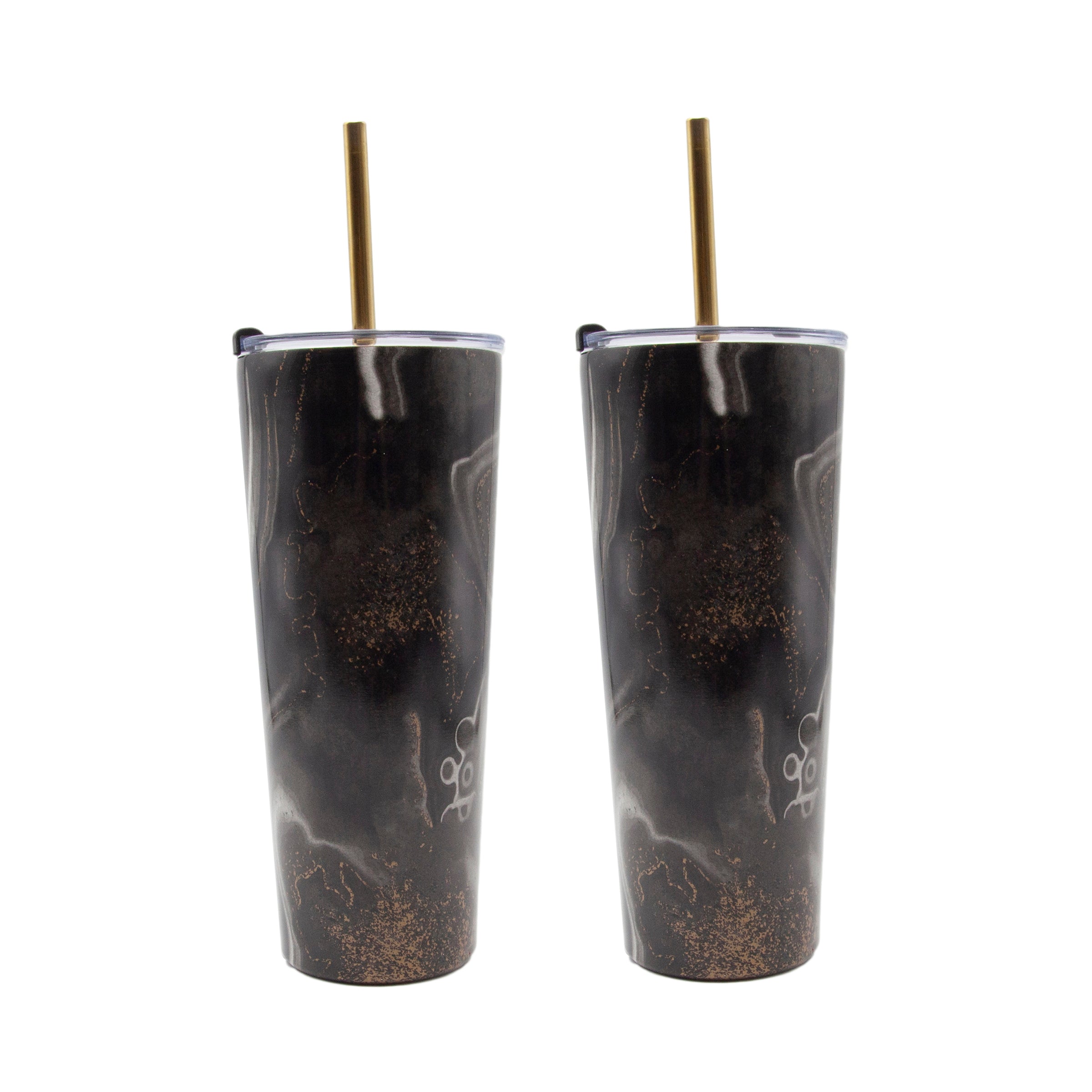 24 Oz Black Geo Insulated Tumblers, Set Of 2