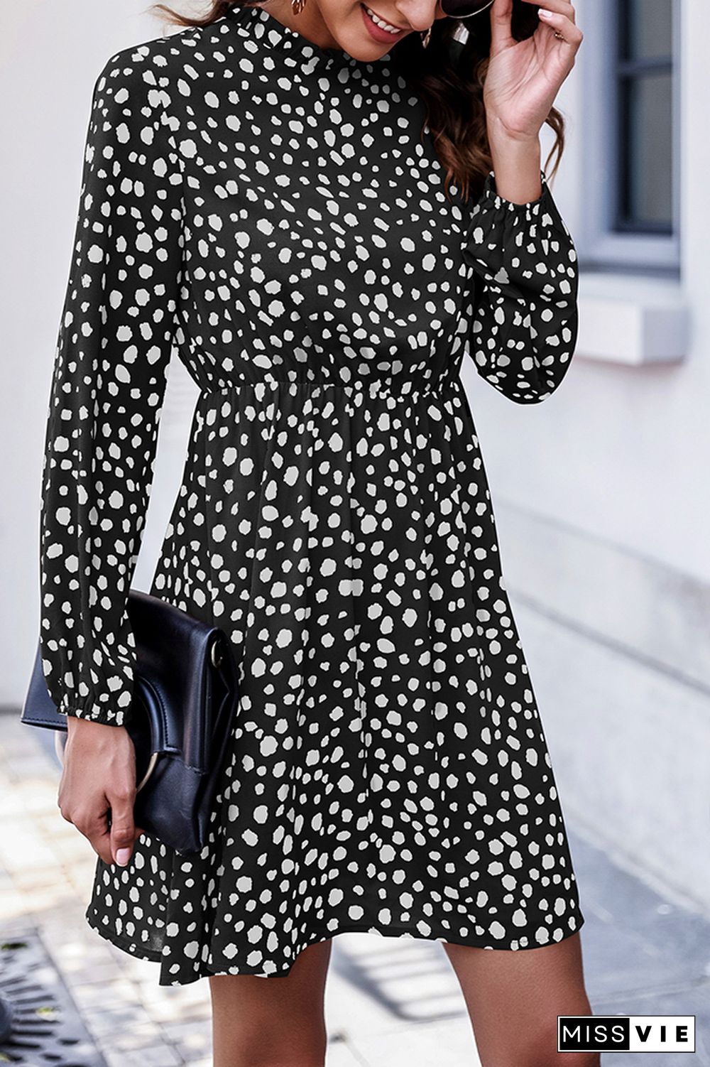 Leopard Print High Waist Swing Dress