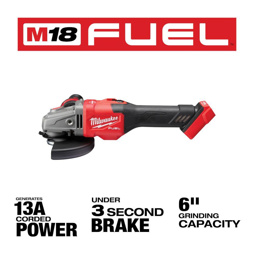 MW M18 FUEL 18V Lithium-Ion Brushless Cordless 4-12 in.6 in. Grinder with Slide Switch with Lock On (Tool-Only) 2981-20