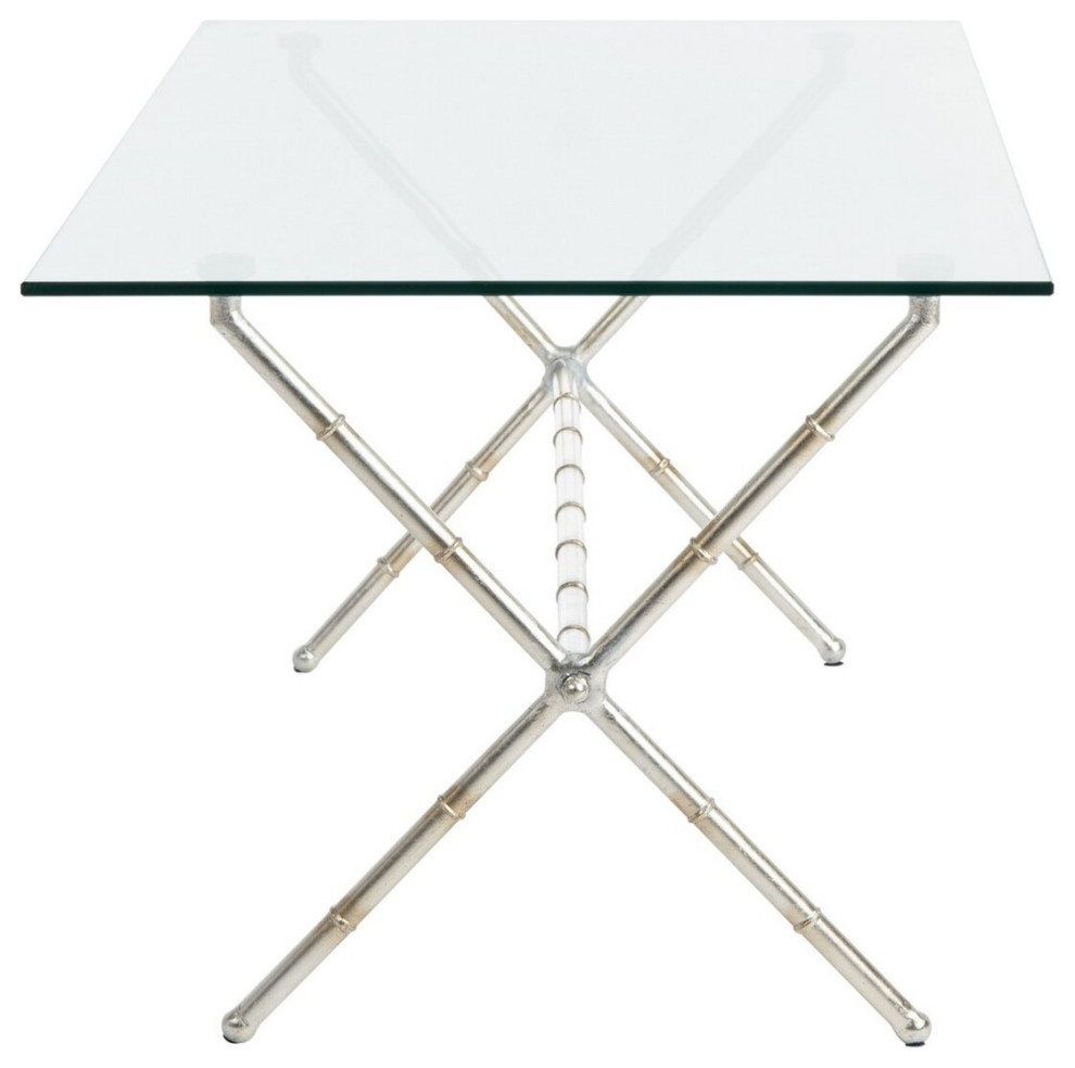 Gia Accent Table Silver/ Clear Glass Top   Asian   Coffee Tables   by Peachtree Fine Furniture  Houzz