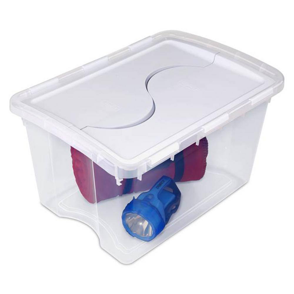 Sterilite 1914 Single 48 Quart Clear Hinged Lid Storage Tote Container (12 Pack) 12 x 19148006