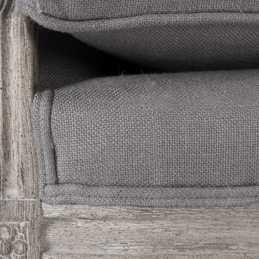 Louis Settee  Gray Linen   Traditional   Loveseats   by Nook  ampCottage  Houzz