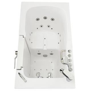 Ella Monaco 52 in. Walk-In Whirlpool and Air Bath Bathtub in White RHS Outward Door 2 PC Fast Fill Faucet 2 in. Dual Drain OA3252D2P-R