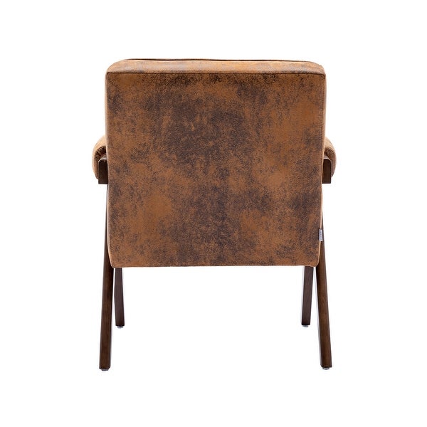 SEYNAR Modern Classic PU Leather Accent Chair with Solid Wooden Legs