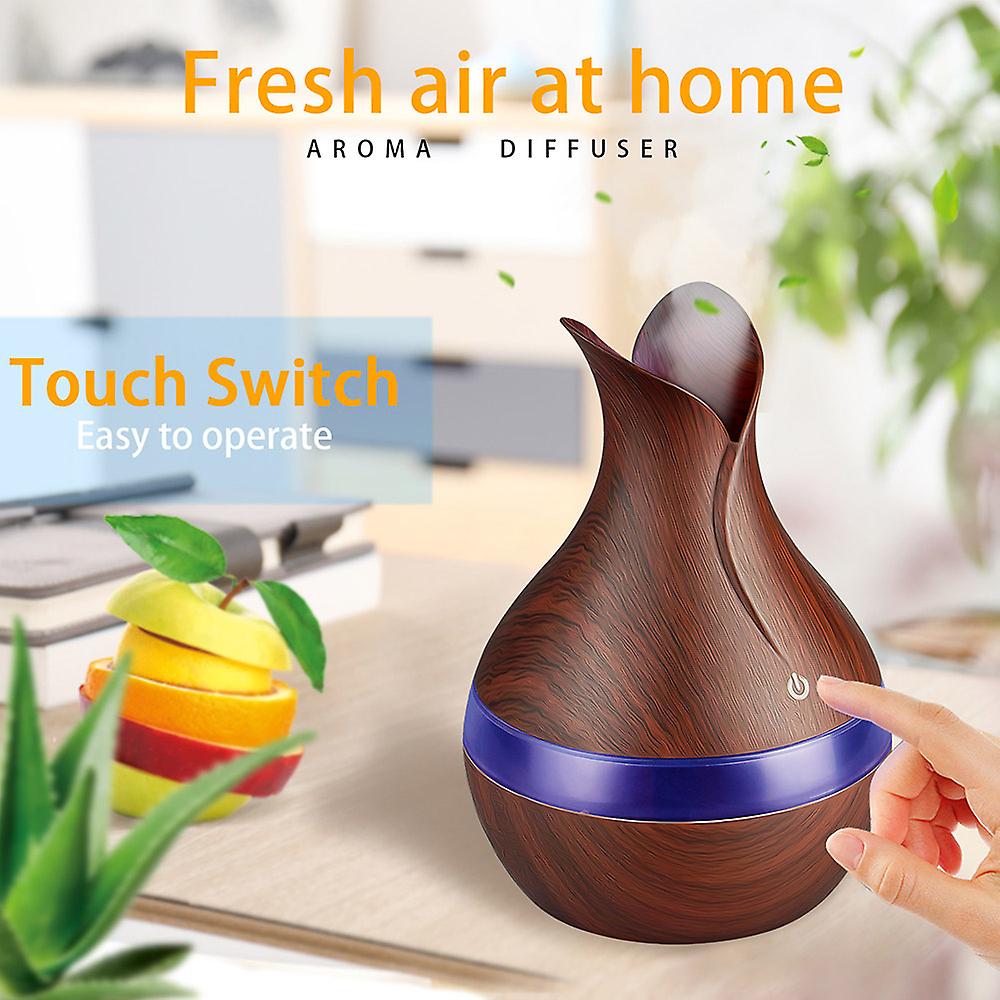 300ml Air Humidifier Usb Air Diffuser Essential Oil Aromatherapy Machine With Seven-color Light For Home Bedroom Office Black