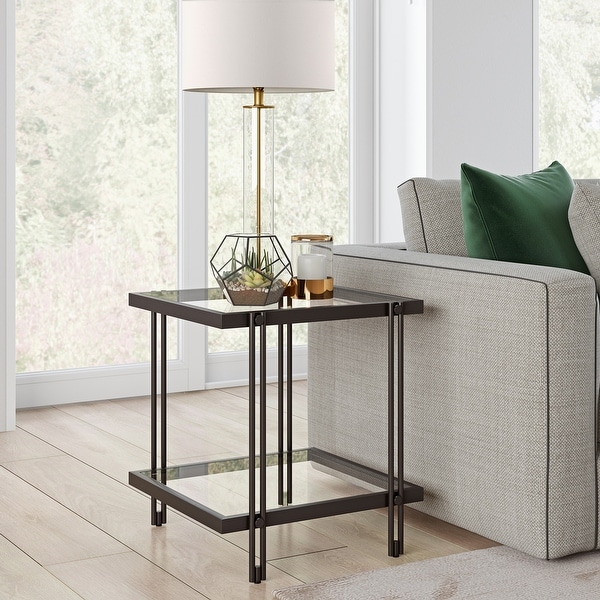 Inez Modern Metal and Glass Side Table