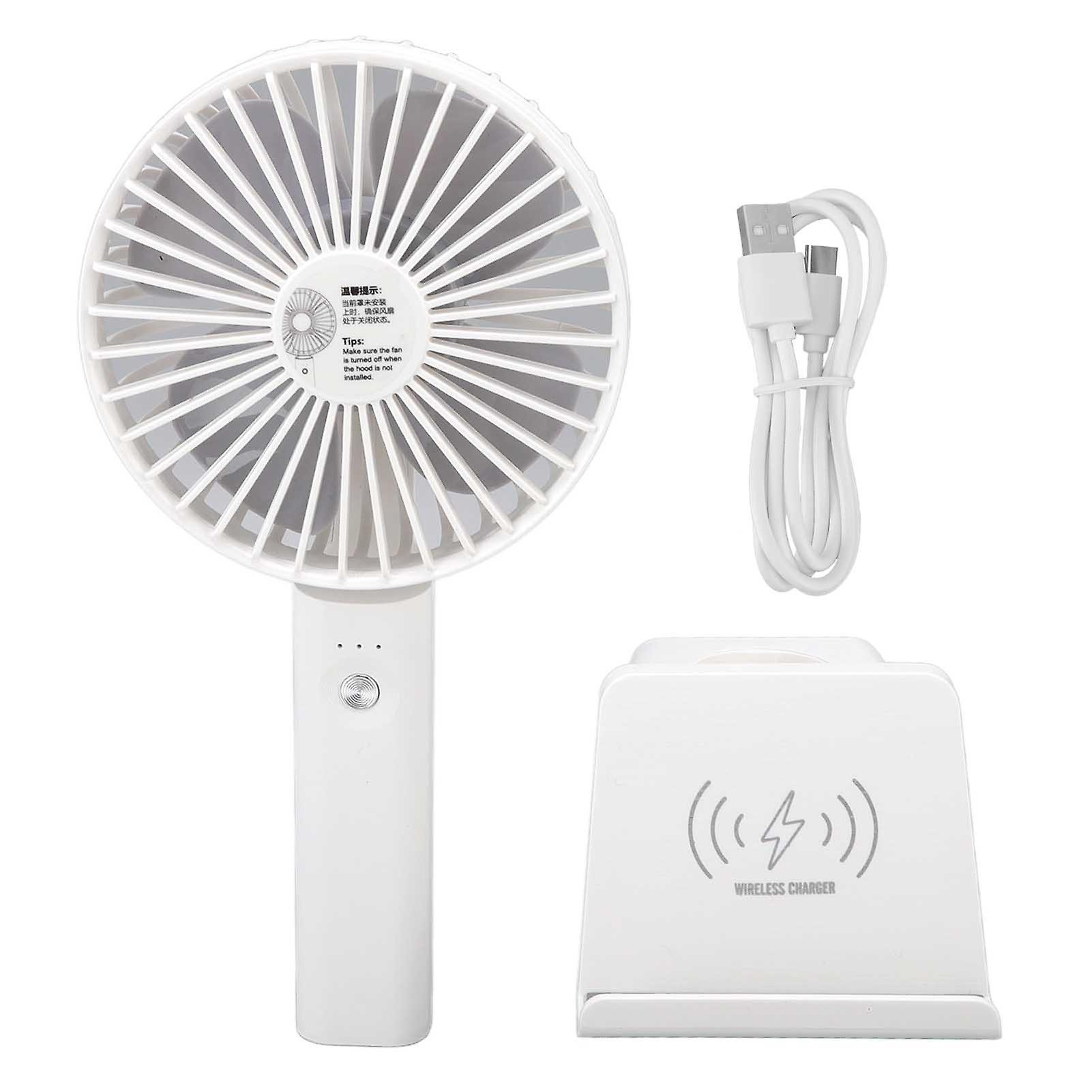 USB Handheld Fan 3 Levels Strong Wind Dual Power Supply Mode Portable Fan with Base for Office Home Travelling Shopping