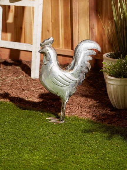 Accent Plus 4506343 Galvanized Rooster Sculpture