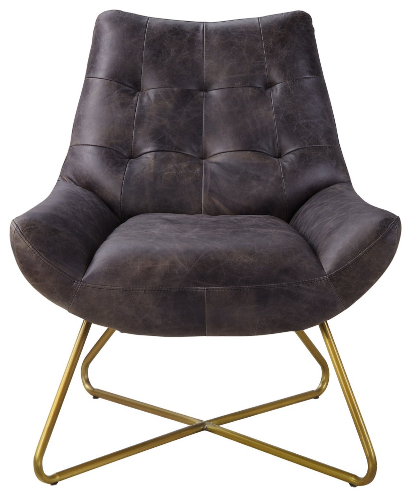 Ergode Accent Chair Antique Ebony Top Grain Leather   Contemporary   Armchairs And Accent Chairs   by VirVentures  Houzz