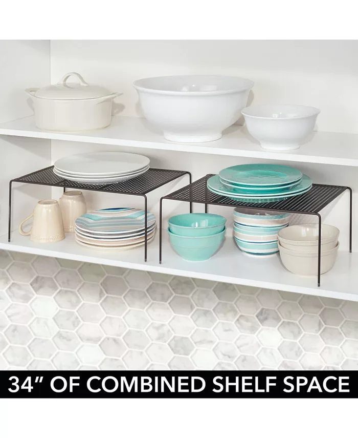 mDesign Raised Metal Storage Shelf Rack for Kitchen Pantry 2 Pack