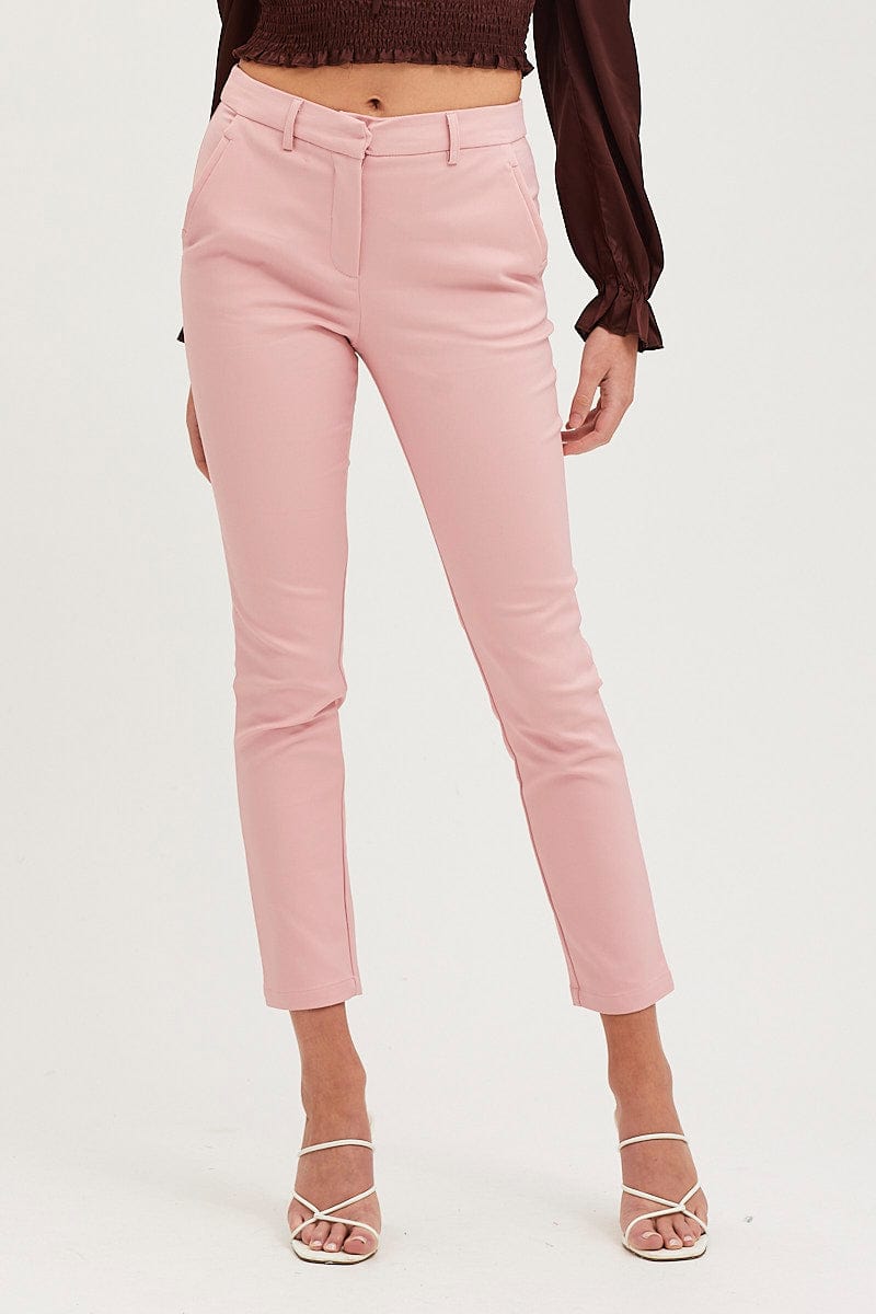 Pink Slim Pants High Rise Workwear