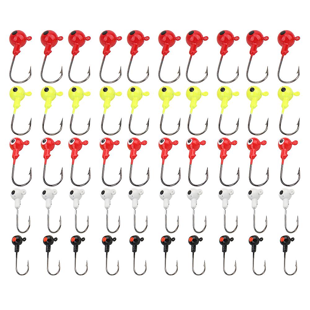 50pcs Fish Lure Hook Set With Barbed Fishing Tack 2g 3.5g 5g 7g 10g Bright Color