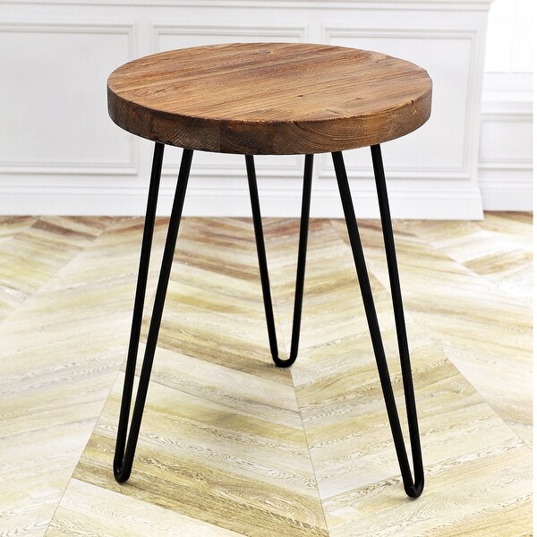 Greenage Wood End Table with Iron Legs