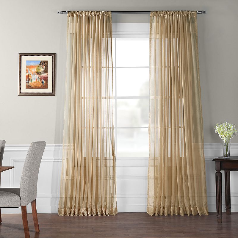 EFF 1-Panel Solid Sheer Voile Double-Wide Window Curtain