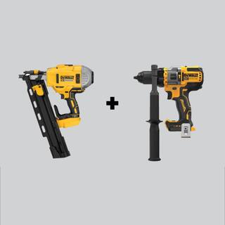 DW 20V MAX XR Cordless Brushless 2-Speed 21 Plastic Collated Framing Nailer and 12 in. Hammer DrillDriver (Tools Only) DCN21PLBW999B