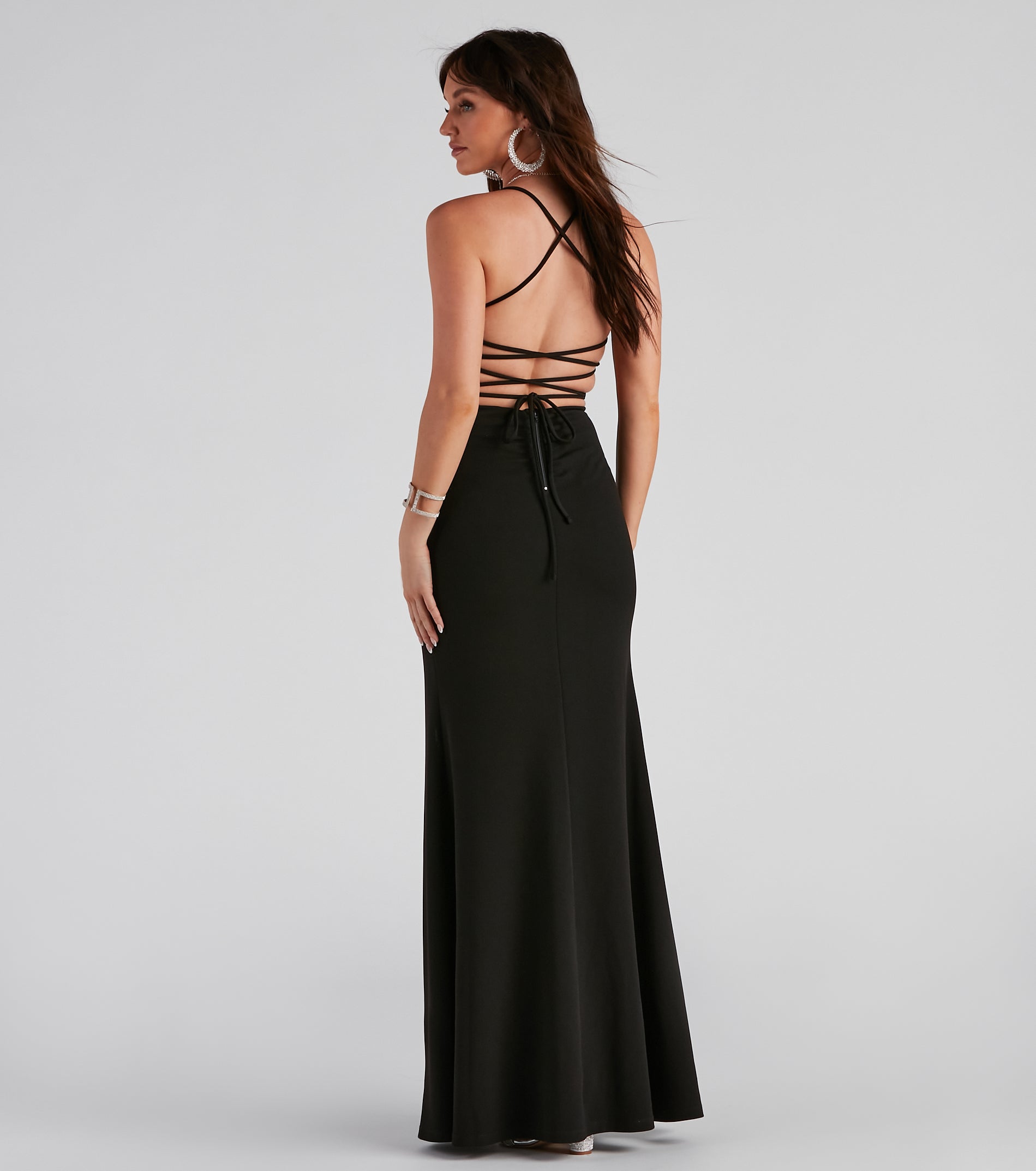 Tabitha Formal High Slit Crepe Dress