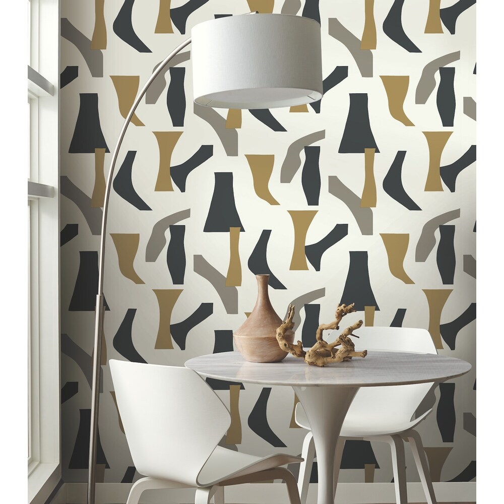 Black and Gold Modernist Peel and Stick Wallpaper