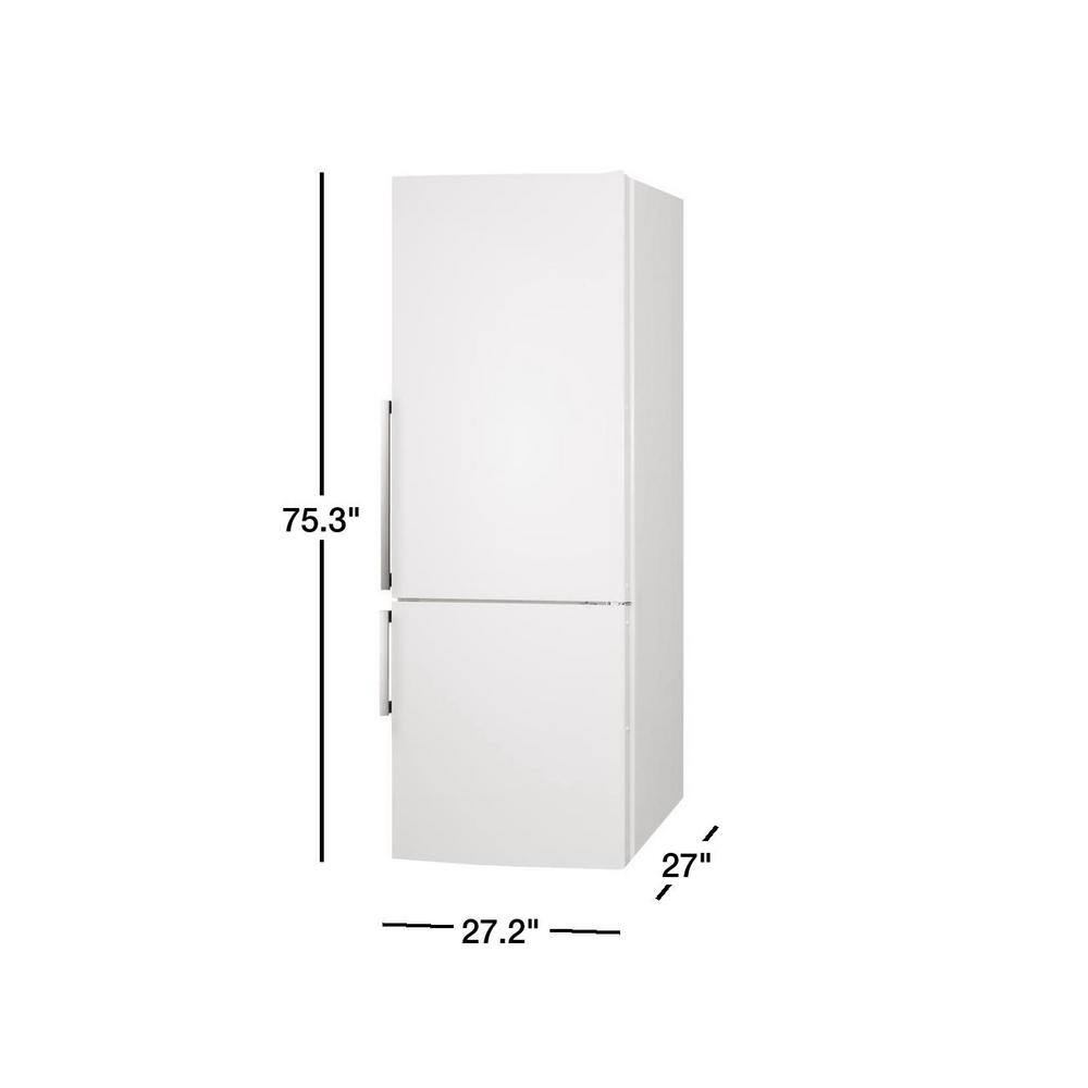 Summit Appliance 27 in. 16.8 cu. ft. Bottom Freezer Refrigerator in White Counter Depth FFBF281WH