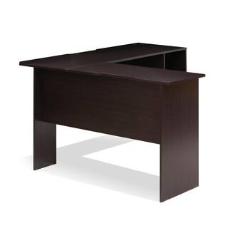 Furinno 54 in. L-Shaped Espresso Computer Desk with Shelves 16084EX