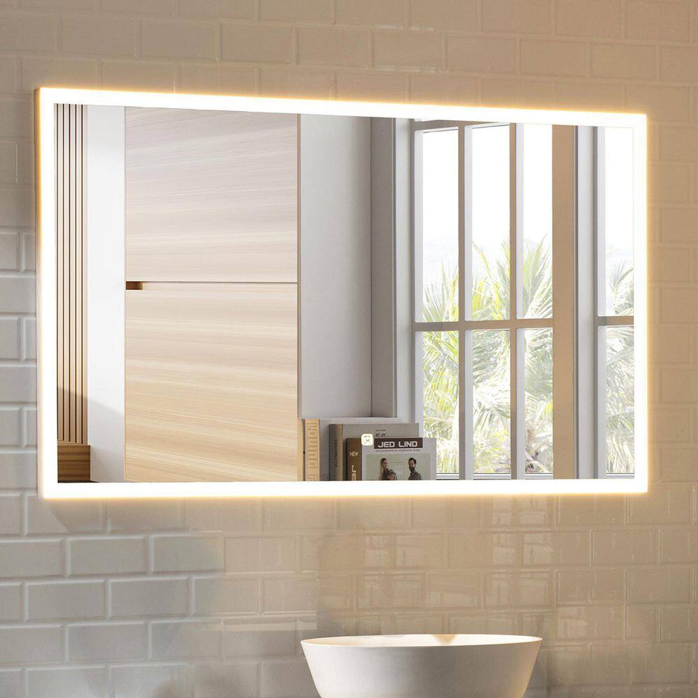 KINWELL 48 in. W x 28 in. H Framed Rectangular LED Light Bathroom Vanity Mirror UCM3041-12070