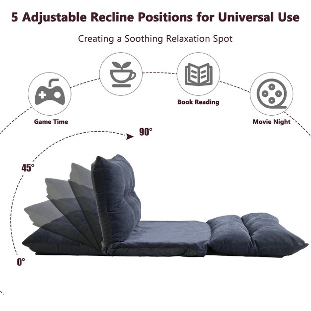 W X 71 quot D Polyester Adjustable Folding Futon Sofa Video Gaming Sofa With Two Pillows Multifunctional Bean Bag Chair sofa maison Boucle