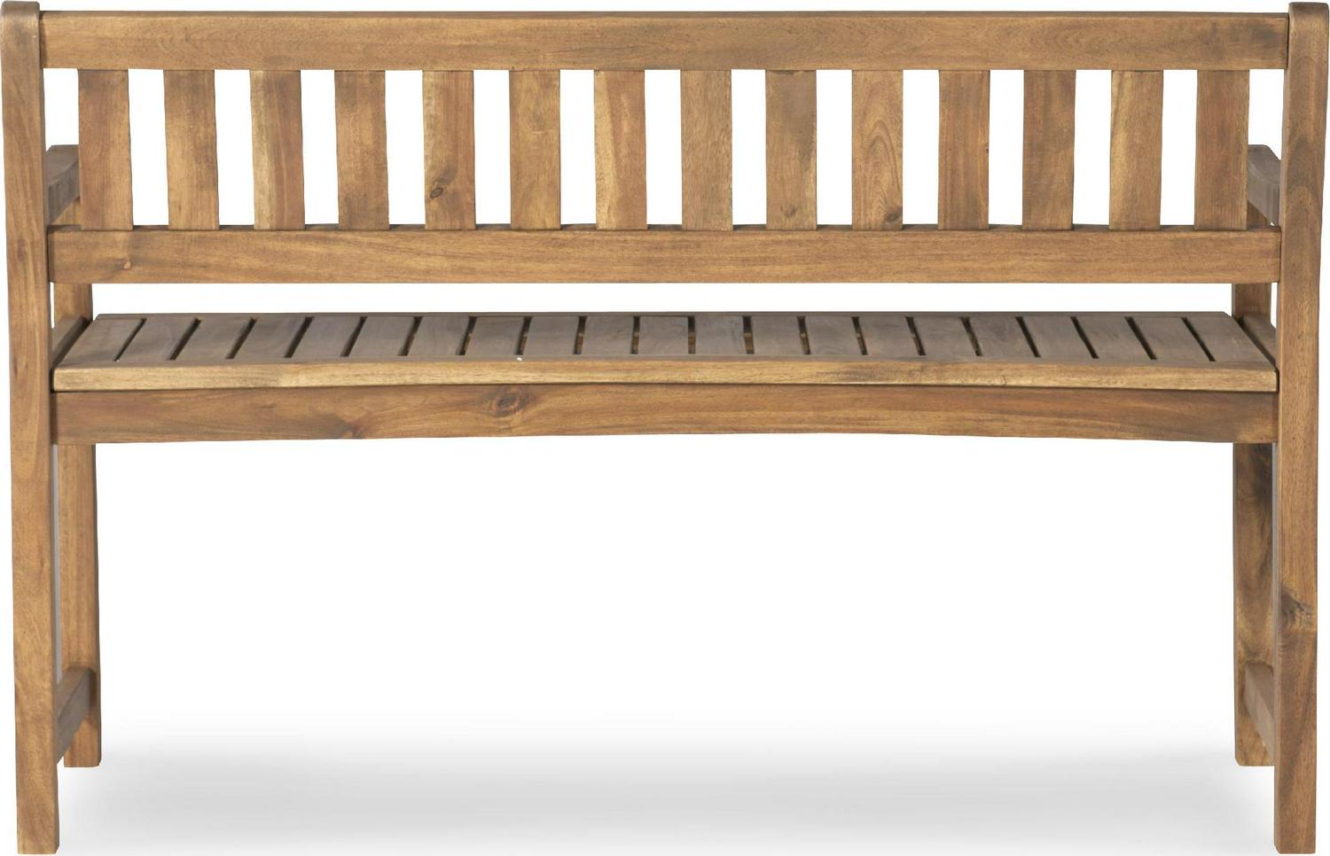 Linon Catalan Indoor/Outdoor Bench， 17 Seat Height， Acorn Brown Finish