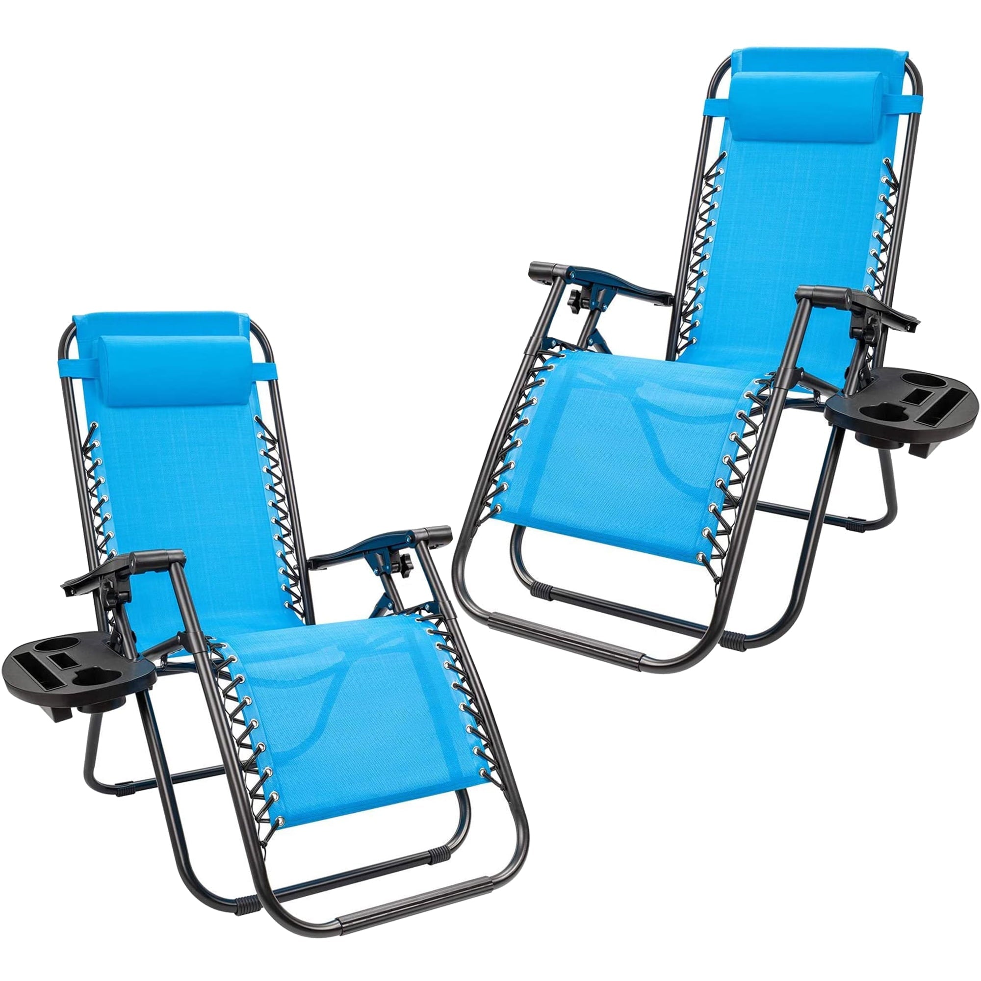 Devoko 2 PCS Zero Gravity Chair Outdoor Lounge Patio Chair Camp Reclining Lounge Chairs, Light Blue