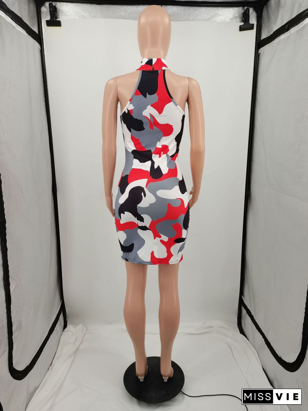 Sexy Fashion Camouflage Print Invisible Zipper Dress