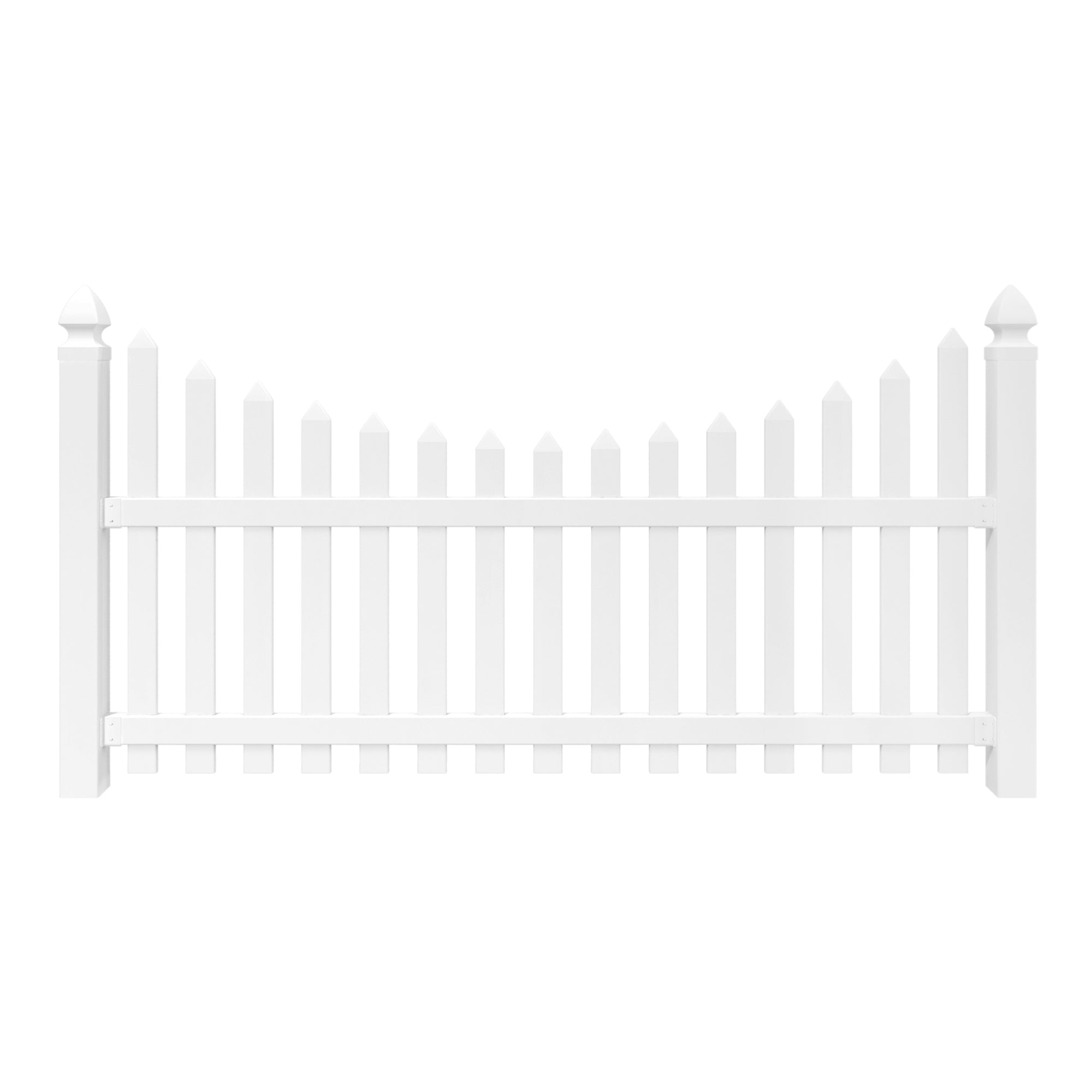 Outdoor Essentials Glendale 4 ft. x 8 ft. White Vinyl Scalloped Pointed Picket Fence Panel